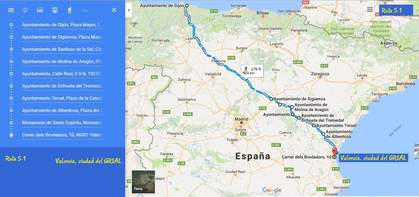 Los Caminos del Grial, Gijón a Valencia Ruta 5.1G&M
